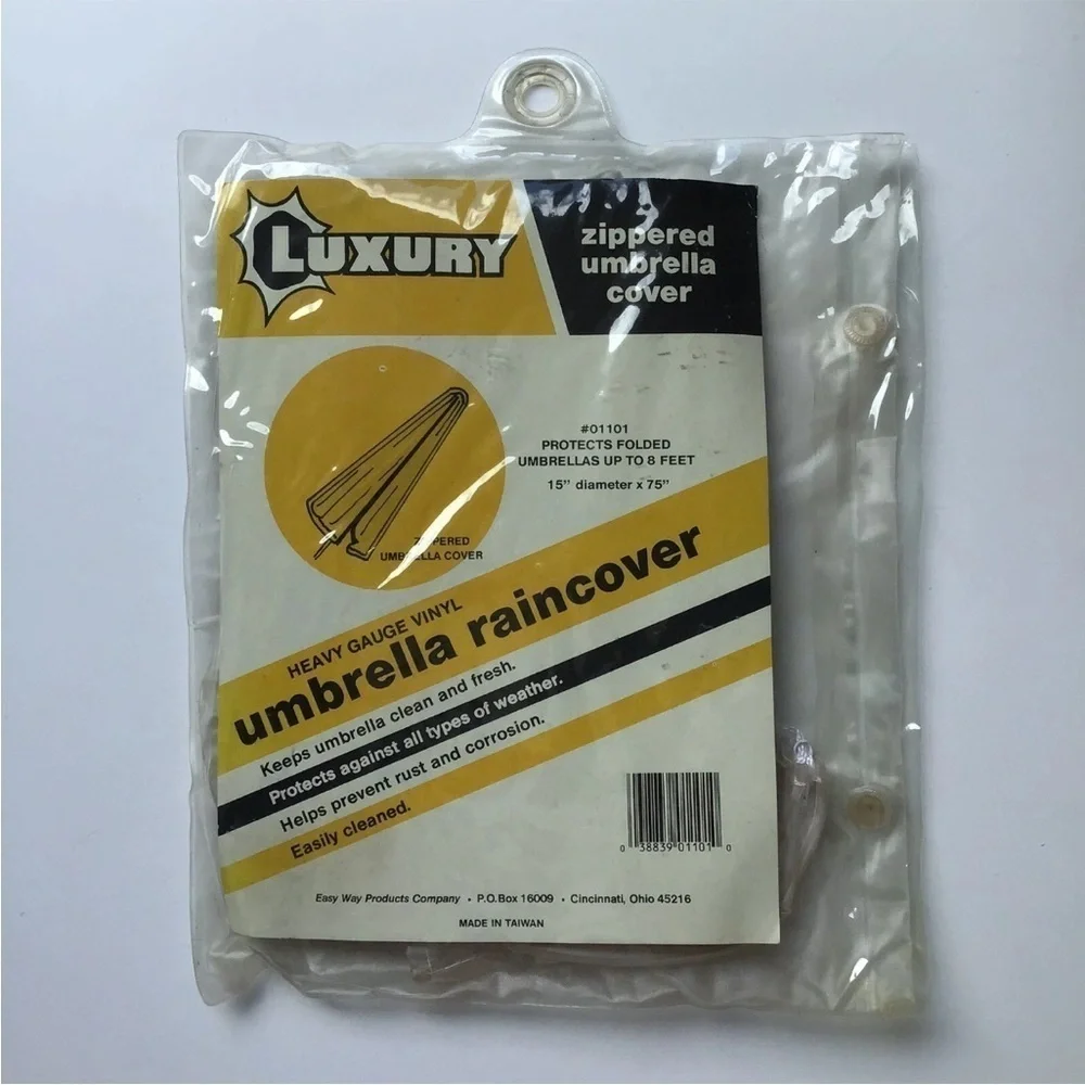 Outdoor Patio Umbrella Rain Cover NEW Waterproof Zips Luxe Vinyl 15”x75” Vintage